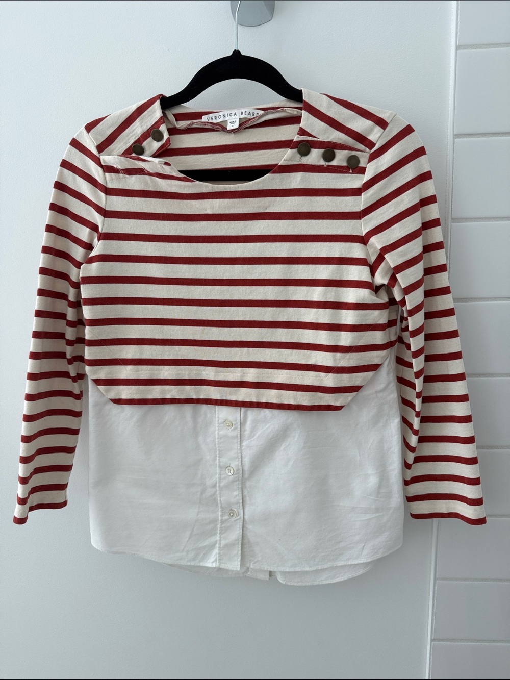 Veronica Beard Striped Layered Blouse